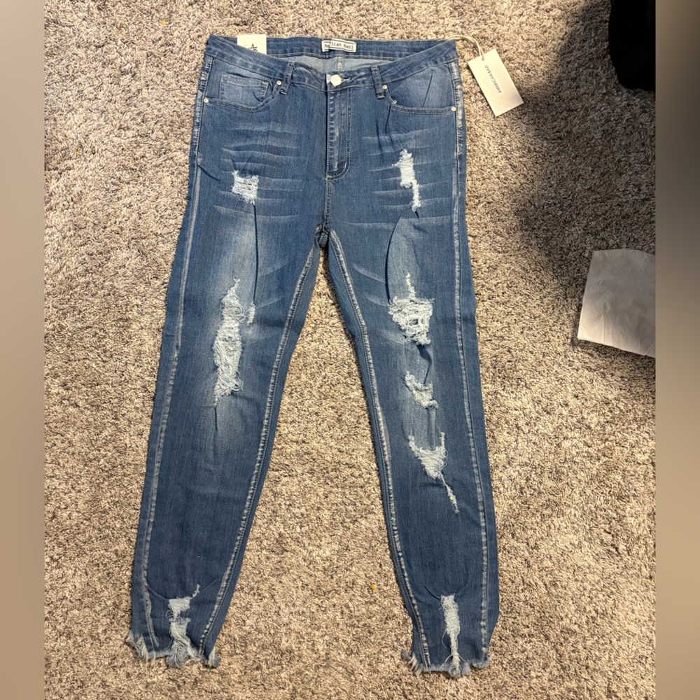 NWT American Bazi Distressed Skinny Jeans in Blue